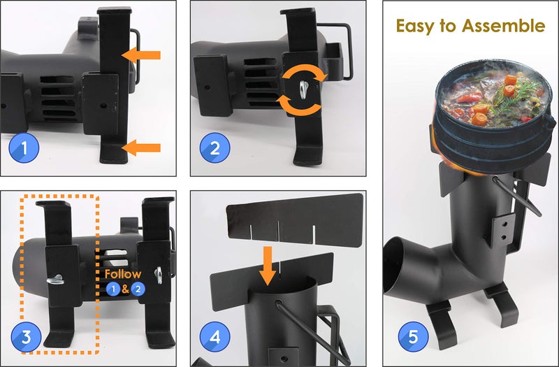 StarBlue Camping Rocket Stove by StarBlue with FREE Carrying Bag - A Portable Wood Burning Camping Stove with Large Chamber Best for Outdoor Cooking, Camping, Picnic, BBQ, Hunting, Fishing - Image 5
